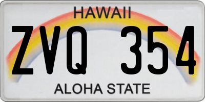 HI license plate ZVQ354