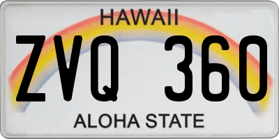HI license plate ZVQ360