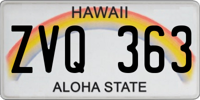 HI license plate ZVQ363