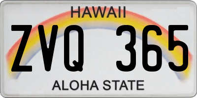 HI license plate ZVQ365