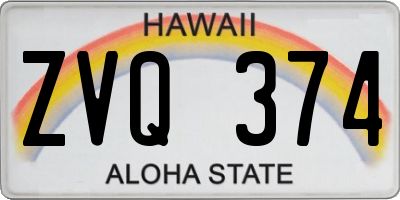 HI license plate ZVQ374