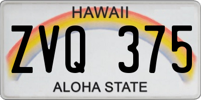 HI license plate ZVQ375