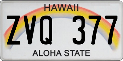 HI license plate ZVQ377