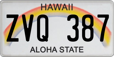 HI license plate ZVQ387