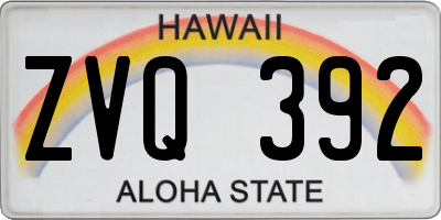 HI license plate ZVQ392