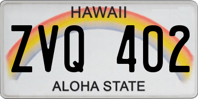 HI license plate ZVQ402