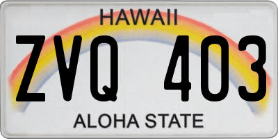 HI license plate ZVQ403