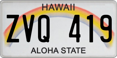HI license plate ZVQ419