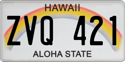 HI license plate ZVQ421