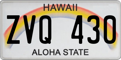 HI license plate ZVQ430