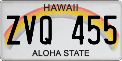 HI license plate ZVQ455