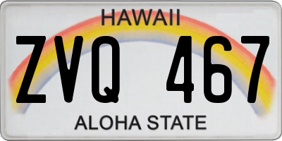 HI license plate ZVQ467