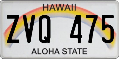 HI license plate ZVQ475