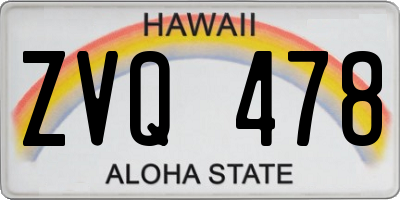 HI license plate ZVQ478