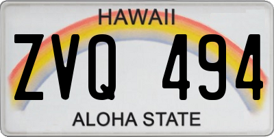 HI license plate ZVQ494