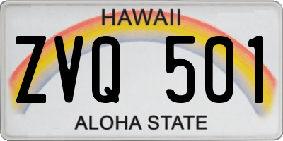 HI license plate ZVQ501