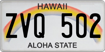 HI license plate ZVQ502
