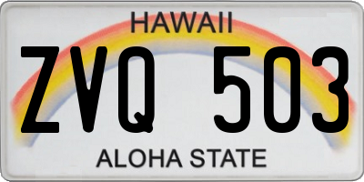 HI license plate ZVQ503