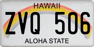 HI license plate ZVQ506