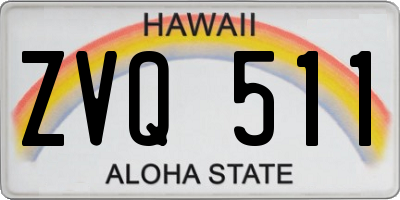 HI license plate ZVQ511