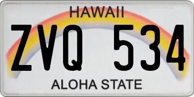 HI license plate ZVQ534