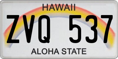HI license plate ZVQ537