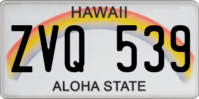 HI license plate ZVQ539