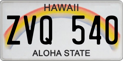 HI license plate ZVQ540