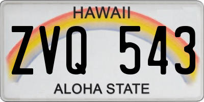 HI license plate ZVQ543