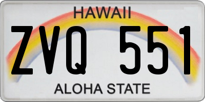 HI license plate ZVQ551