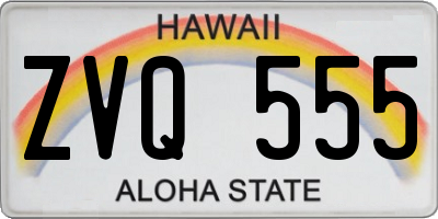 HI license plate ZVQ555