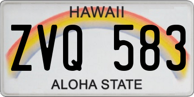 HI license plate ZVQ583