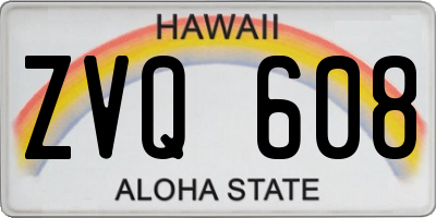 HI license plate ZVQ608