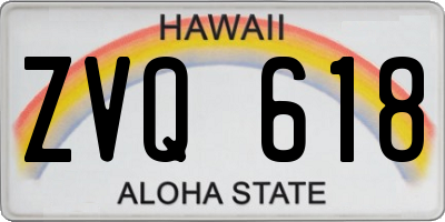 HI license plate ZVQ618