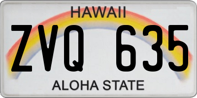 HI license plate ZVQ635