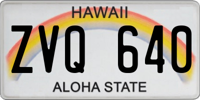 HI license plate ZVQ640
