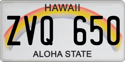 HI license plate ZVQ650