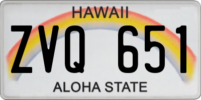 HI license plate ZVQ651