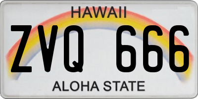 HI license plate ZVQ666