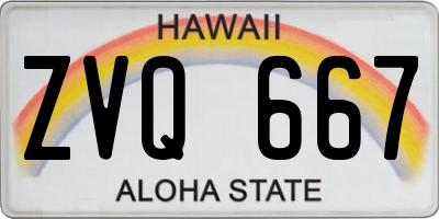HI license plate ZVQ667