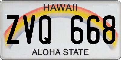 HI license plate ZVQ668