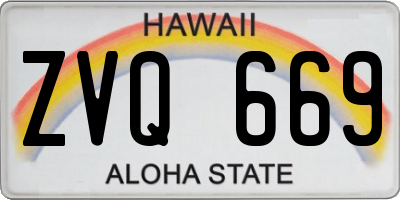 HI license plate ZVQ669