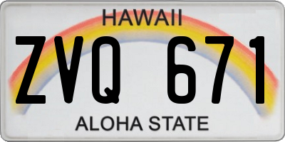 HI license plate ZVQ671