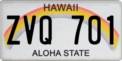 HI license plate ZVQ701