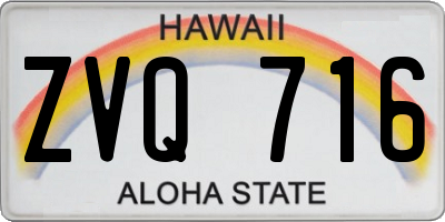 HI license plate ZVQ716