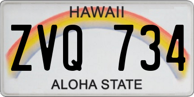 HI license plate ZVQ734