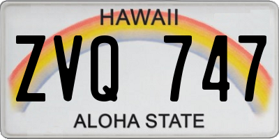HI license plate ZVQ747