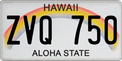 HI license plate ZVQ750