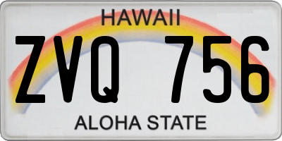 HI license plate ZVQ756