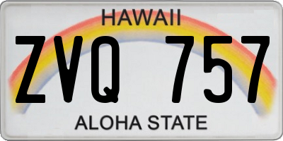 HI license plate ZVQ757